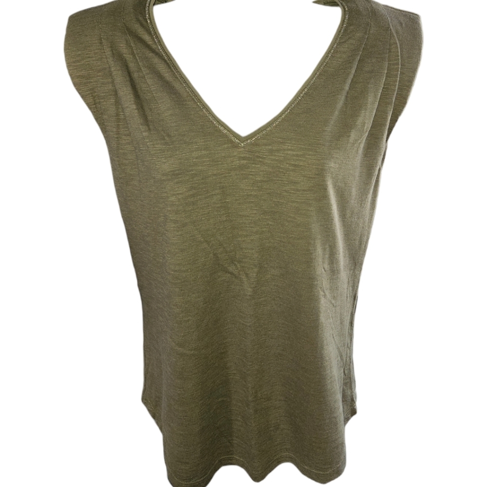 WHBM V-Neck Cap Sleeve W/ Shoulder Pads Top